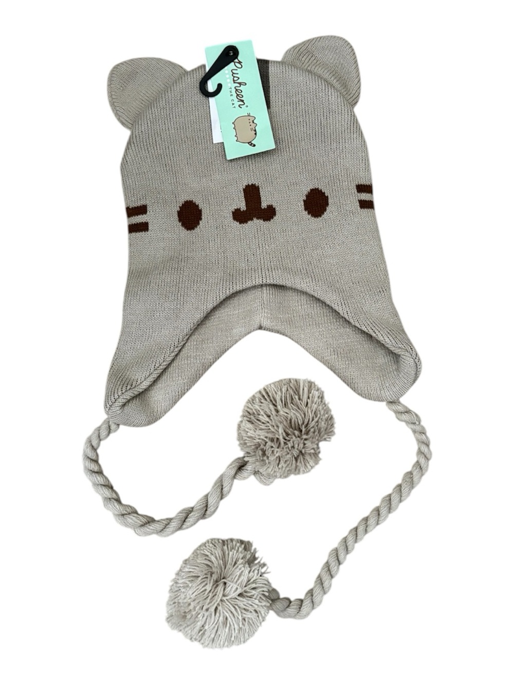 Pusheen Cat Beanie Hat with Pom Poms